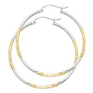 14k Solid  Gold 1.5" Hoop Earrings Hinge